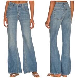 Free People NWT Dawn Flare Jeans Belgrade Blue High Rise Size 27 100% Cotton